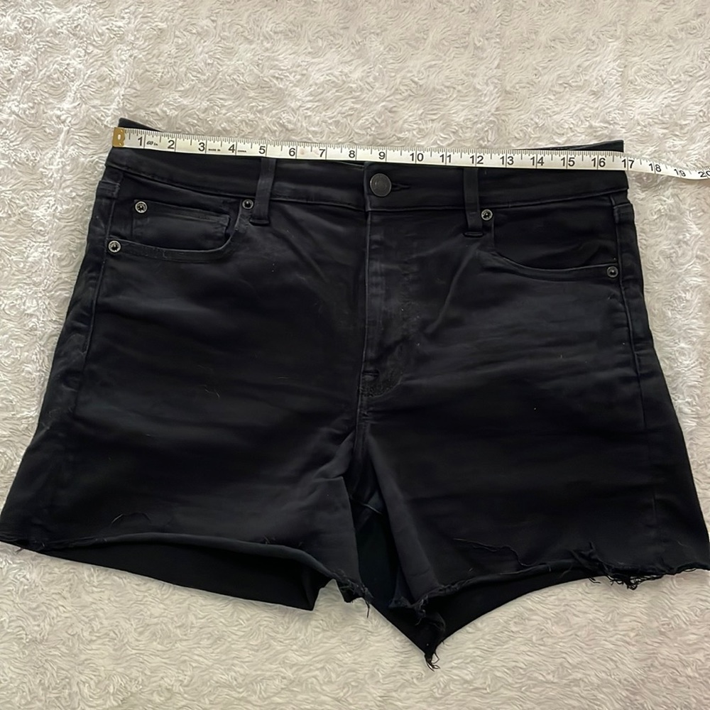 Black denim shorts